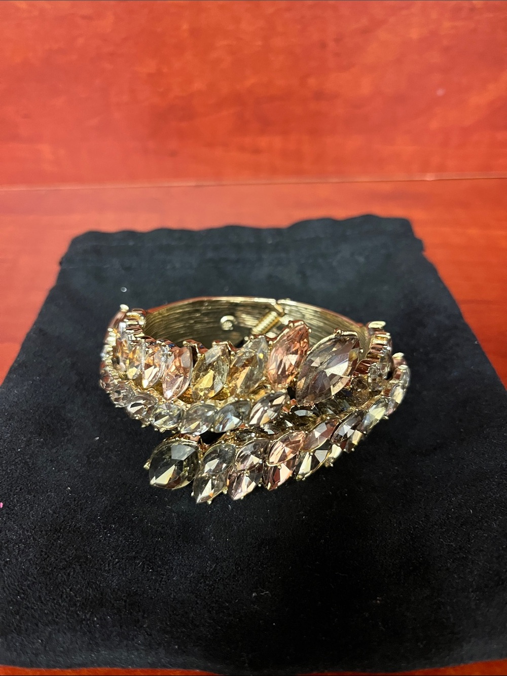 Banana Republic Gold-tone Marquise Crystal Cuff Bracelet
